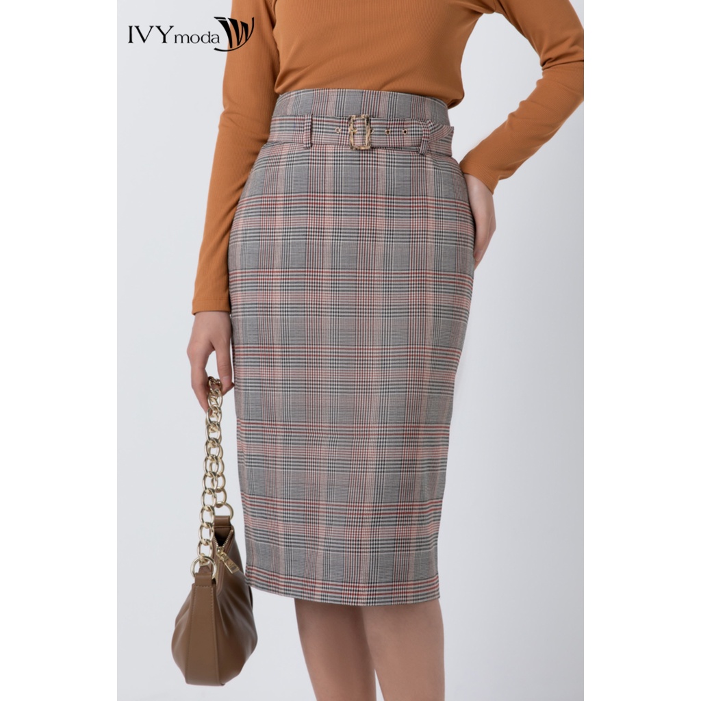 Chân váy bút chì màu kẻ IVY moda MS 31T0037
