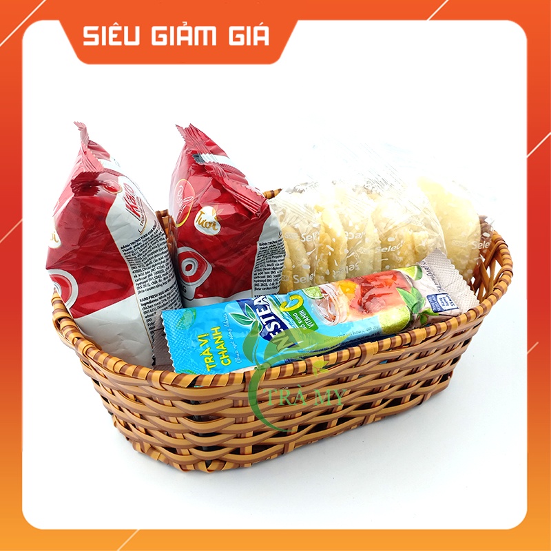 Khay Oval Nhỏ Nhựa Đan Mây Đựng Bánh Kẹo Bàn Ăn, Đựng vật dụng gia đình - Mây Tre Trà My