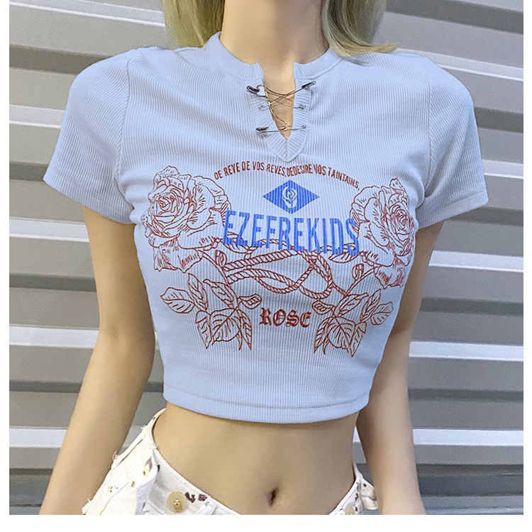 Cocory vn Áo Croptop Tay Ngắn In Họa Tiết Thời Trang Mùa Hè Dành Cho Nữ