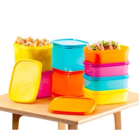Bộ hộp bảo quản thực phẩm Tupperware Colorful Rectangular 8 - Hàng chính hãng - Bảo hành trọn đời - Nhựa nguyên sinh
