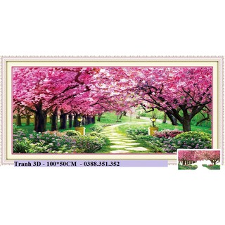 Tranh thêu chữ thập Phong cảnh 3D tuyệt đẹp 100*50cm