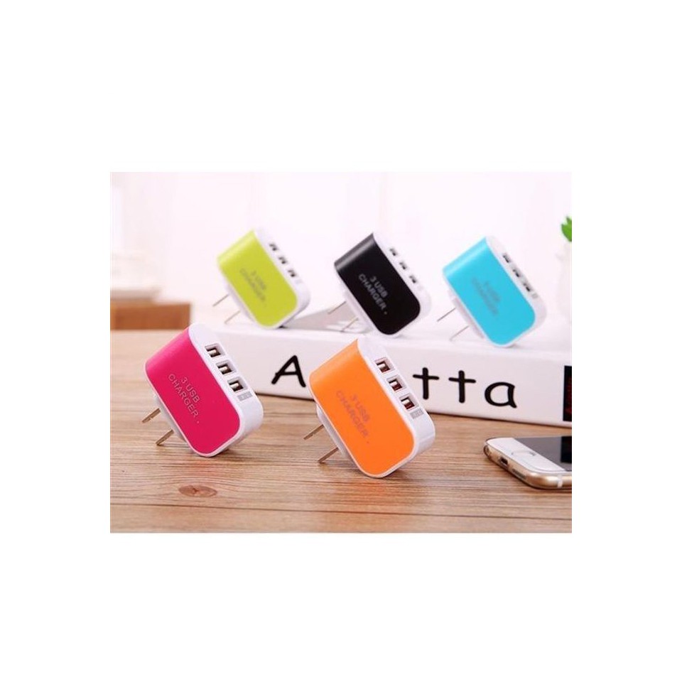 Củ sạc điện thoại 3 cổng USB mới đa màu sắc