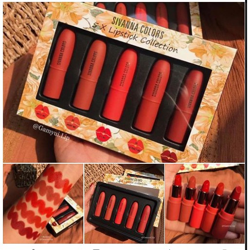 Set Son Lì Dạng Thỏi 5 Cây Sivanna 5X Collection