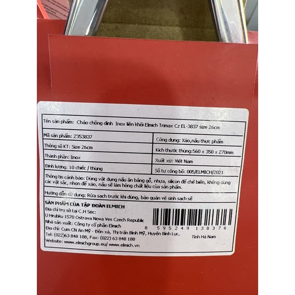 Chảo đá sâu lòng chống dính inox Elmich trimax cz đáy đúc liền nguyên khối đáy từ sz 20cm, 24cm, 26cm, 28cm 3835