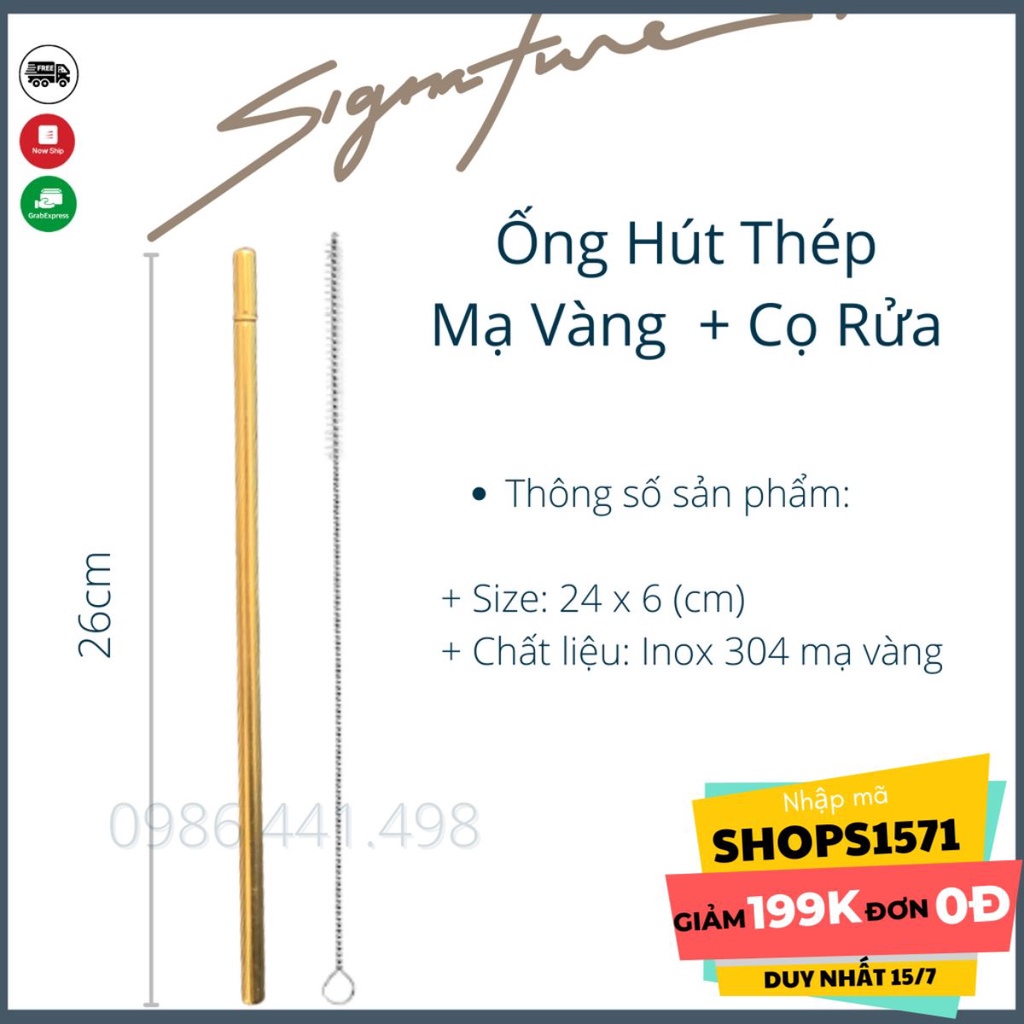 Ống Hút Inox 304 cọ rửa bằng thép Wotocup 304 Cao Cấp Không Gỉ Sét  An Toàn Sức Khỏe, Bảo vệ Môi Trường