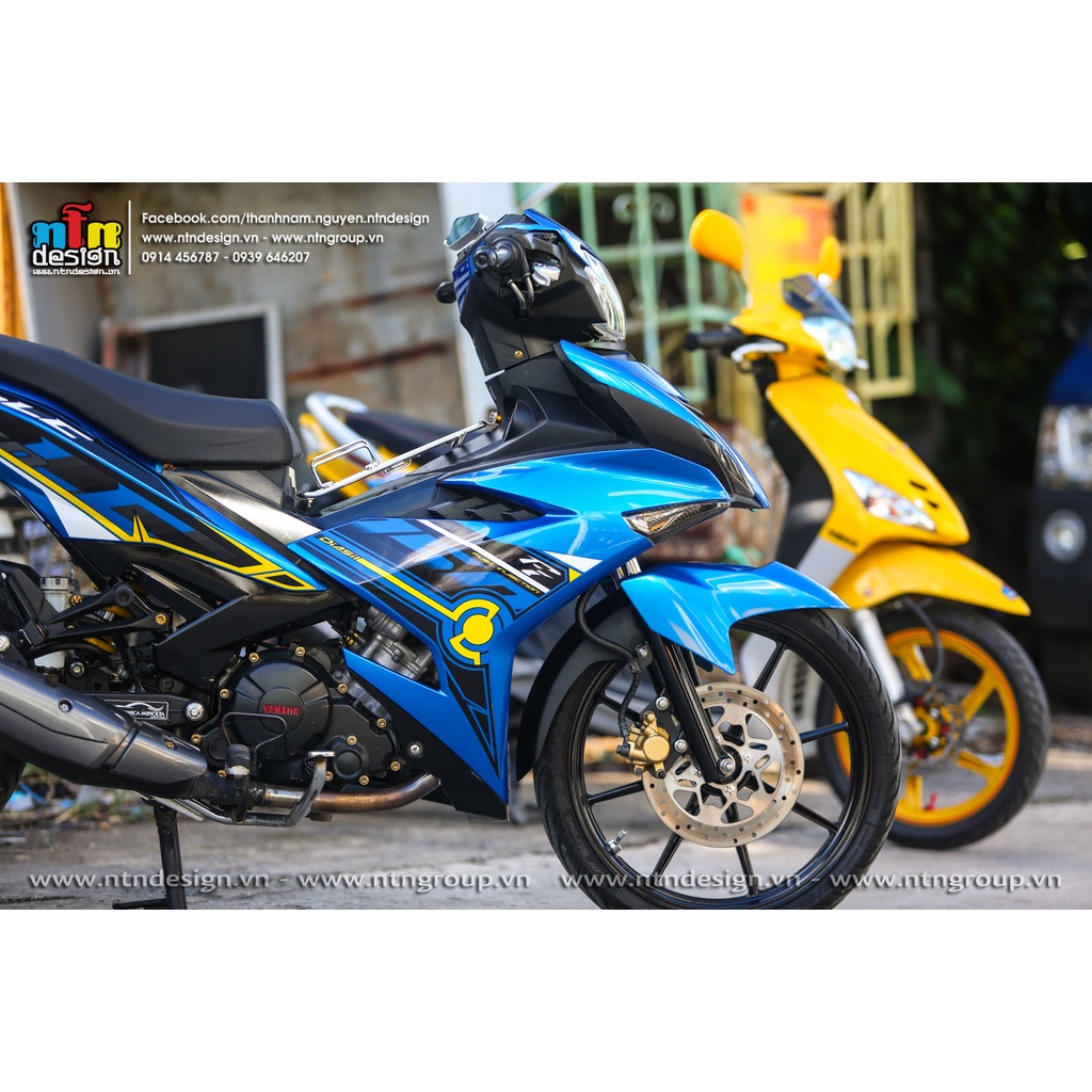Tem /decal Rời Dán Xe Exciter 150 Mẫu 150 LC Xanh Đen Vàng Cực Đẹp, Hàng 3 Lớp Chất Lượng Cao