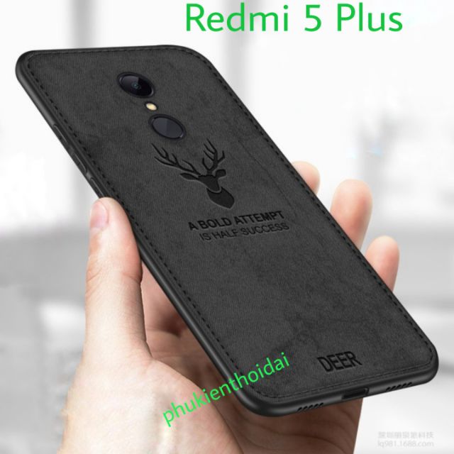 Ốp lưng Redmi 5 Plus / Mi 10T Lite / Note 9 Pro 5G vải đầu Hươu cao cấp