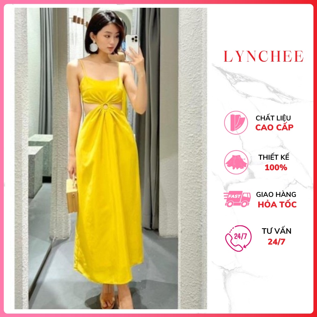 Váy 2 Dây Khoét Eo Chất Liệu Lụa Cao Cấp - Đầm Maxi 2 Dây Khoét Eo 4 Màu Siêu Xinh  thiết kế sang chảnh - Lynchee Shop