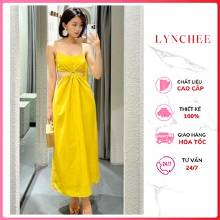 Váy 2 dây khoét eo chất liệu lụa cao cấp - đầm maxi 2 dây khoét eo 4 màu siêu xinh thiết kế sang chảnh - lynchee shop