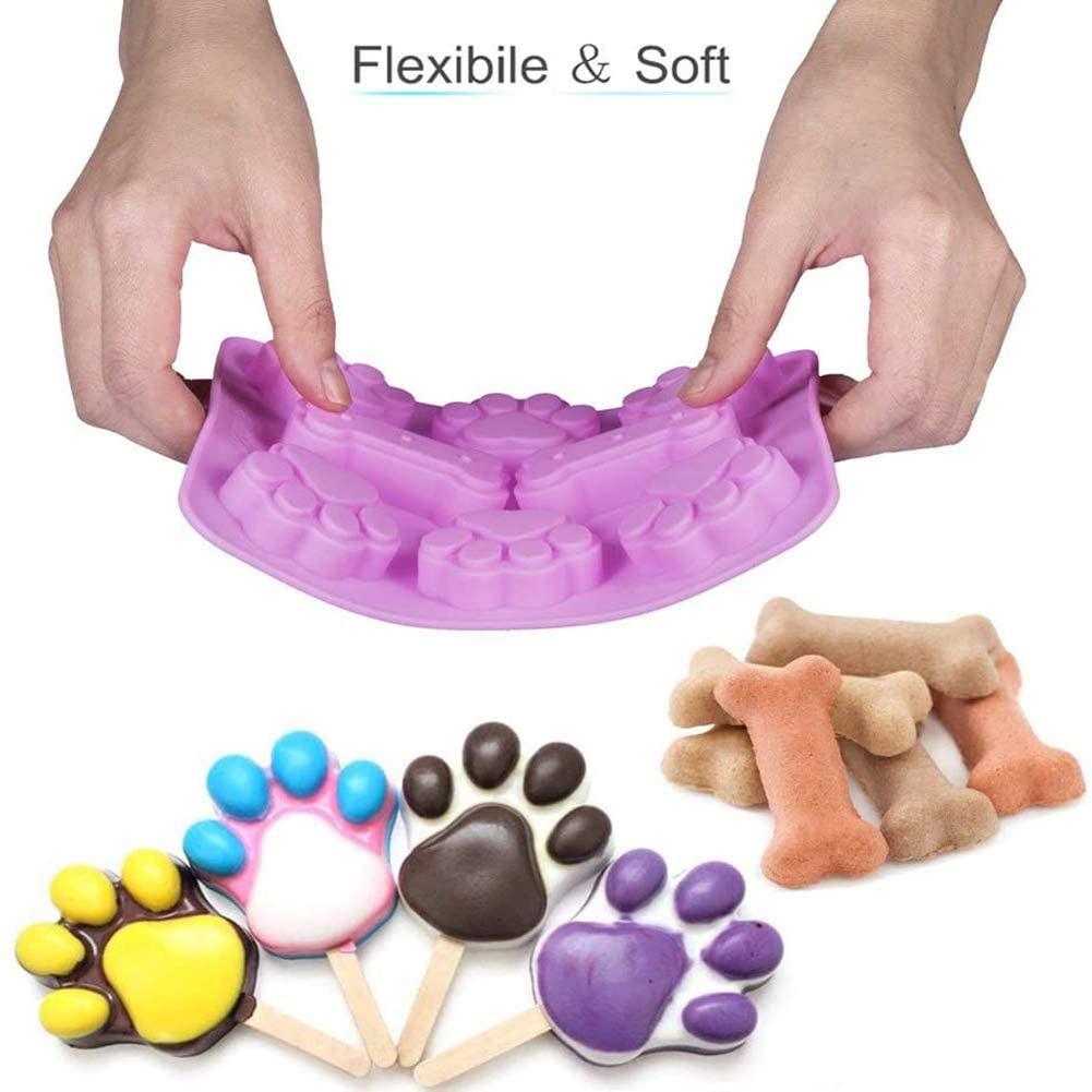 Khuôn Làm Bánh Kẹo ANAEAT Bằng Silicon Hình Bàn Chân Cún 3D 8 Ngăn Tái Sử Dụng Được Tiện Lợi