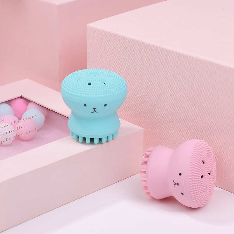 [Hàng mới về] Cọ rửa mặt mát xa tẩy tế bào chết bằng silicone thiết kế hình bạch tuộc phong cách Hàn Quốc