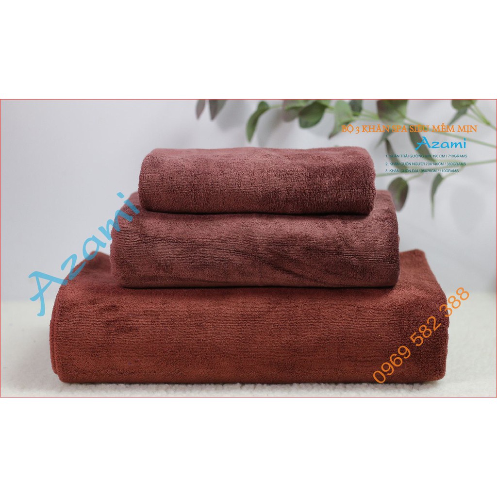 BỘ 3 KHĂN SPA SIÊU MỀM MỊN - 35X75CM, 70X140CM, 90X190CM