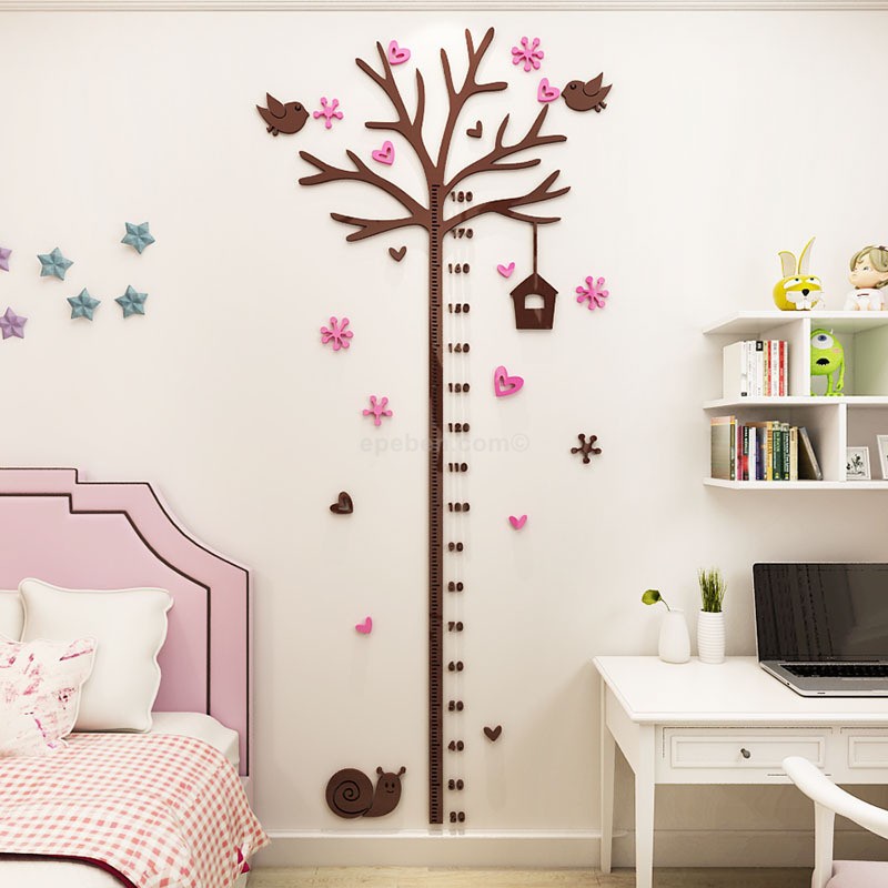 Thước đo chiều cao cho bé Cây Khung Ảnh Đo Chiều Cao Tranh dán tường mica 3d decor Nhiều Size - EPeBen