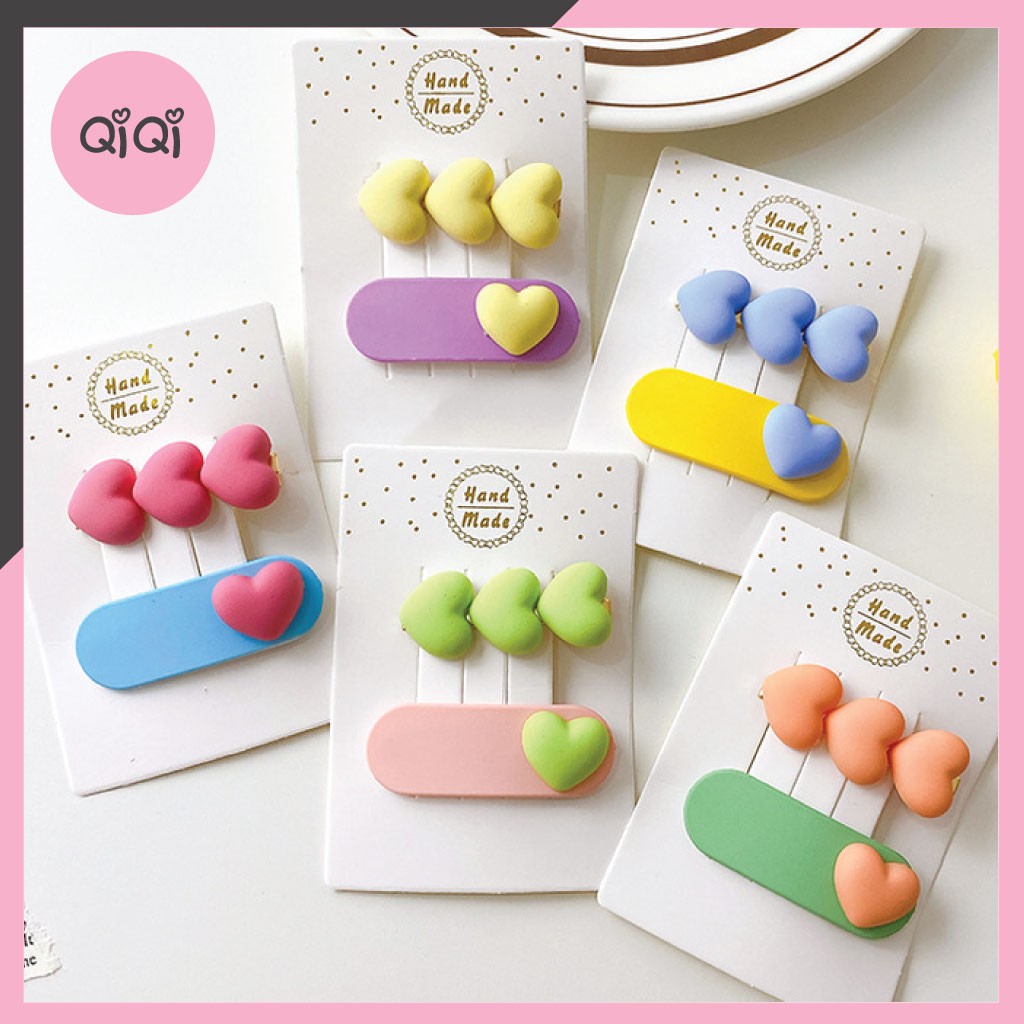 [Mã FAMARAL1 giảm 10K đơn 50K]Set 2 Kẹp tóc hình Trái tim Dễ Thương phong cách Hàn Quốc