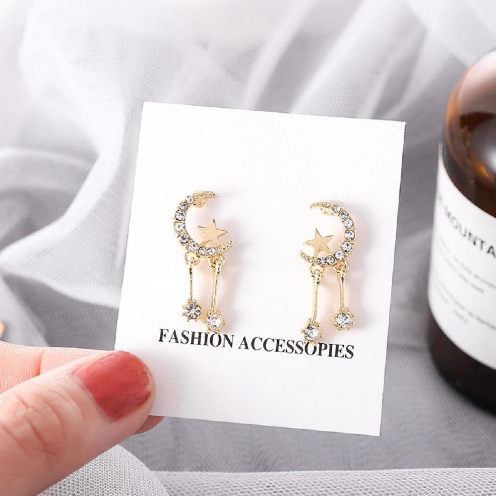 JARRED Bông Tai Mạ Bạc 925 Hình Mặt Trăng Thời Trang