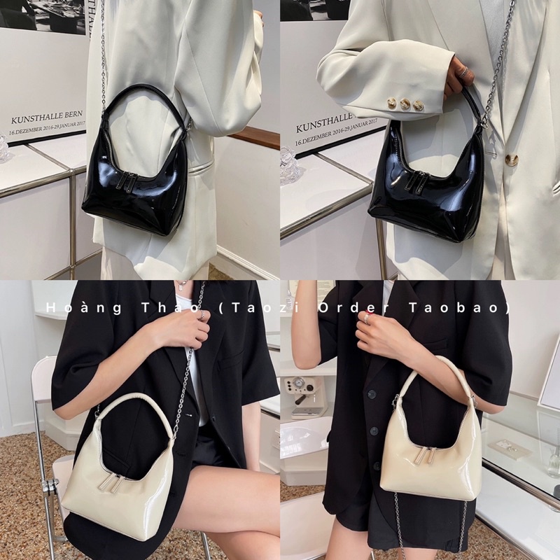 Túi kẹp nách kèm dây đeo chéo da bóng 4 màu hottrend 2022