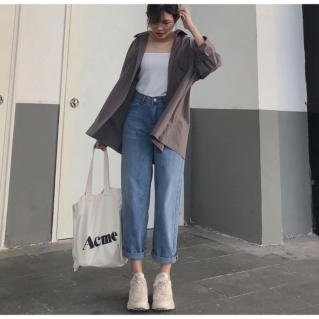 [ MEO MEO ] QUẦN JEAN ỐNG RỘNG NỮ LƯNG CAO VẰN RÂU MÈO LAI CUỐN CAO CẤP UTI ĐỦ SIZE S, M, L SIÊU THỜI THƯỢNG, VẢI MỀM