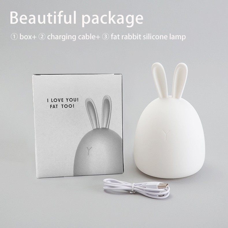 Đèn Led Ngủ Silicone Hình Thỏ Dễ Thương Thay Đổi Màu