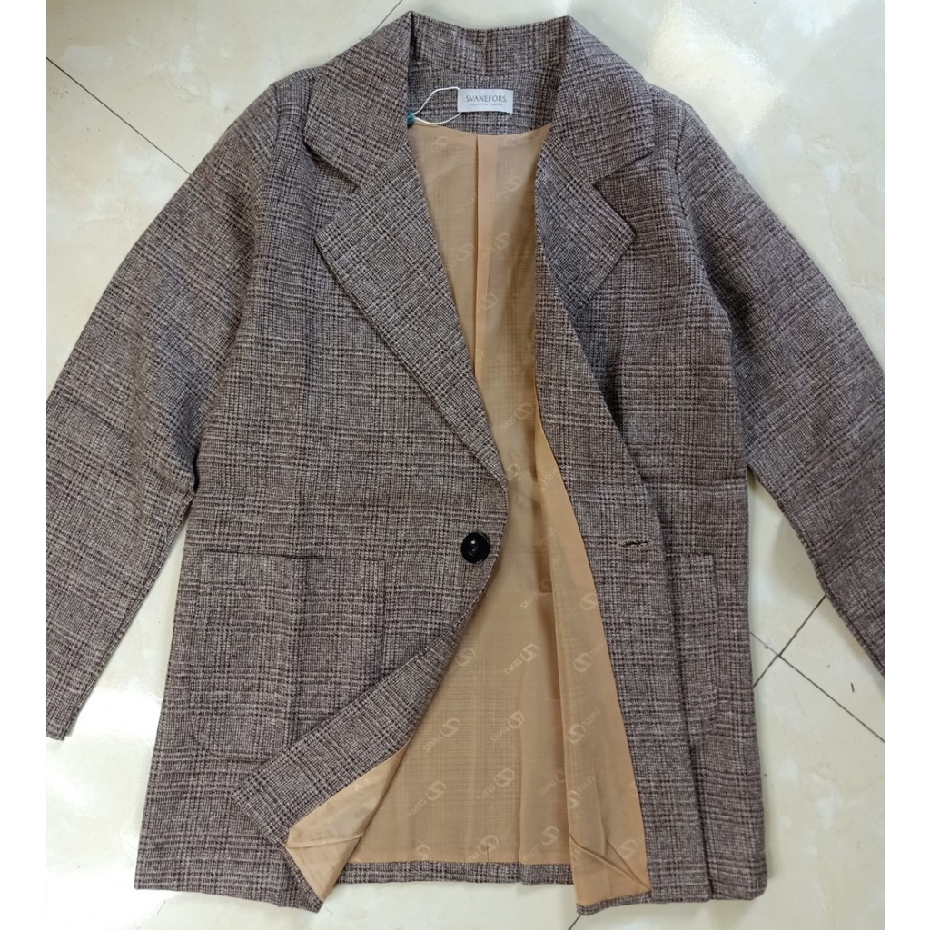 Áo Blazer nữ 2 lớp dài tay Hàn Quốc, Áo Vest dạ kẻ caro khoác ngoài đẹp | BigBuy360 - bigbuy360.vn