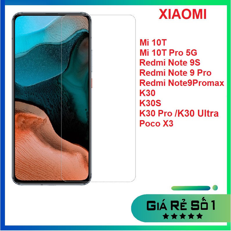 Kính cường lực trong suốt full màn 98% Xiaomi Mi 10T Pro/ Mi 10T/ Note 9S/ Note 9 Pro/ Note 9 Promax/ K30/ K30S/ Poco X3