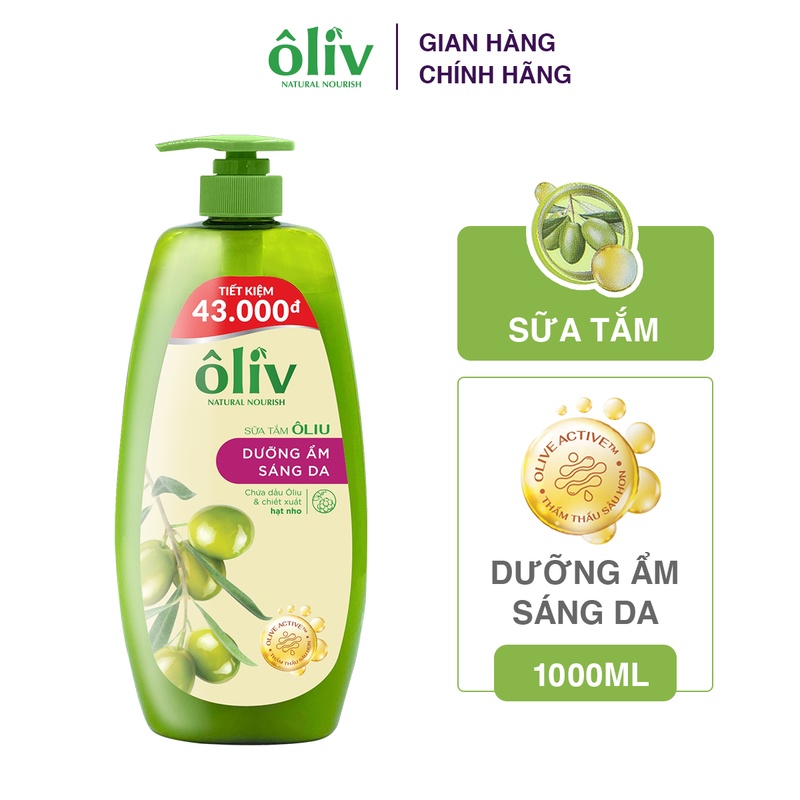 Sữa Tắm Oliv Sáng Da và Mềm Mịn 1 Lít