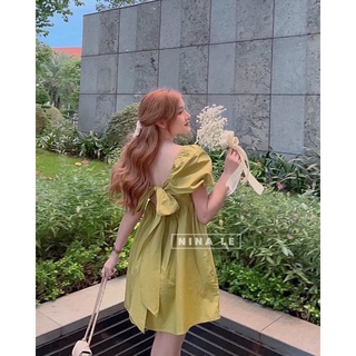 ĐẦM BBD TAY PHỒNG NƠ LƯNG XANH
