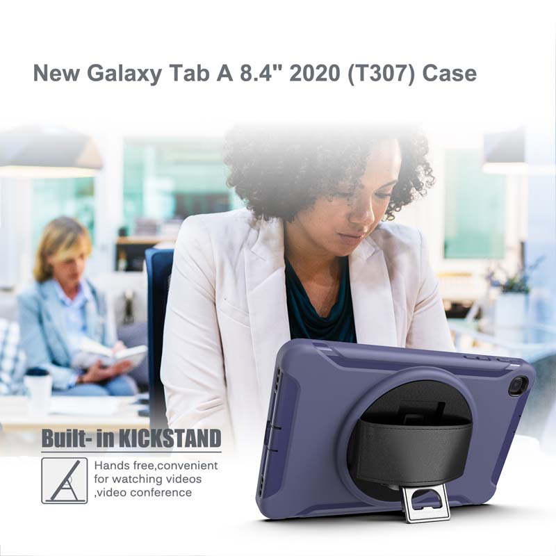 Ốp máy tính bảng 3 lớp chống sốc có giá đỡ và dây đeo tay cho Samsung Galaxy Tab A 8.4 2020 SM-T307 8.4 inch