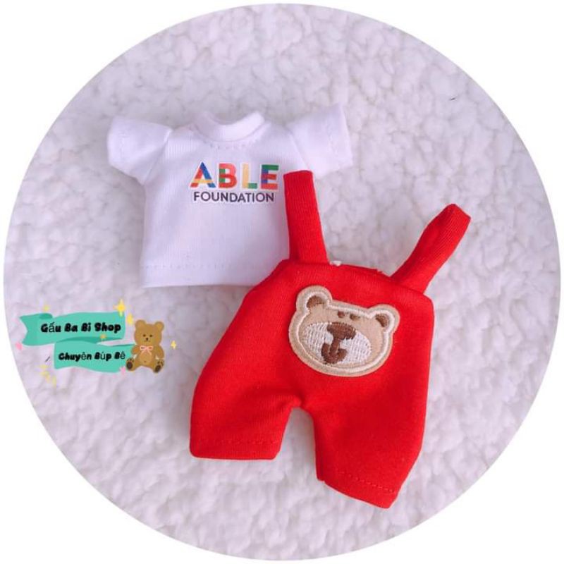 Set yếm và áo thun cho búp bê size 1/8 baboliy, bjd, bru, 5inch, ob11, ddf, animator 40cm, doll bông 15cm