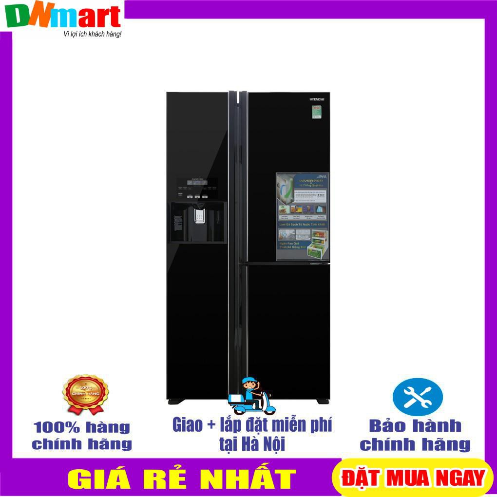 Tủ lạnh Hitachi R-FM800GPGV2(GBK) side by side 3 cửa màu đen