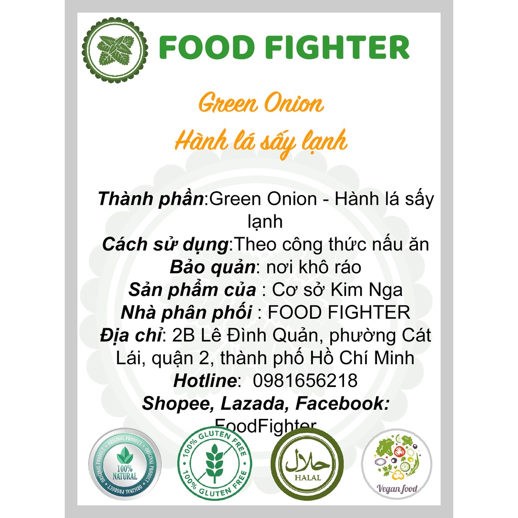 Green Onion - Hành lá sấy lạnh xanh tươi thơm ngon nêm nếm bún phở hũ 120ml