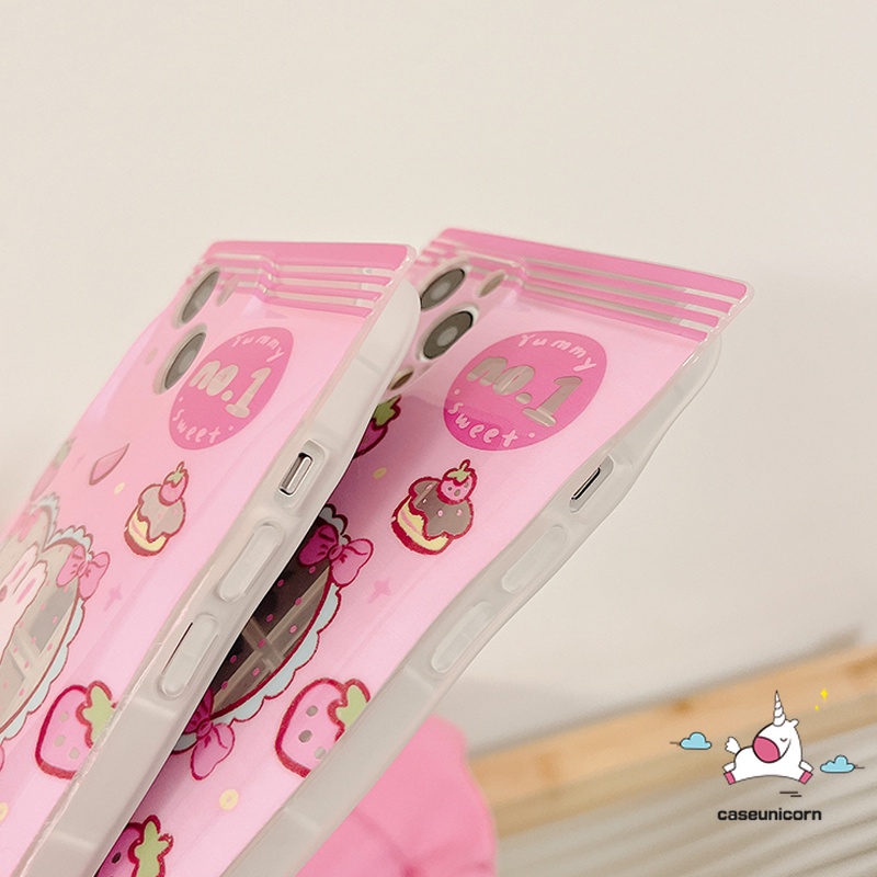 Ốp Điện Thoại Dẻo Họa Tiết Chú Thỏ &amp; Dâu Tây Cho iPhone 11 14 12 13 Pro Max 8 7 6 6s 14 Plus XR X Xs Max SE 2020