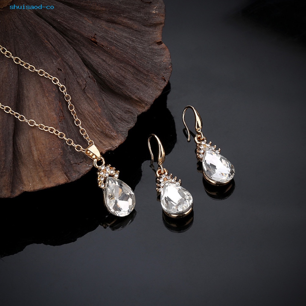 Set Vòng cổ Và Bông Tai Đính Đá Phong Cách Vintage