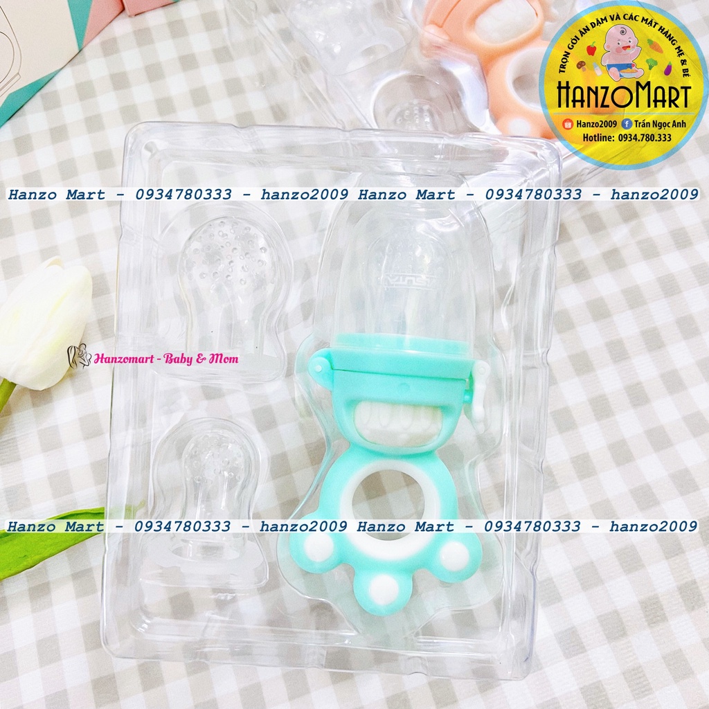 Túi nhai ăn dặm 3 núm silicon cao cấp chống hóc Emma Kids / MISUTA (kèm núm nhai)