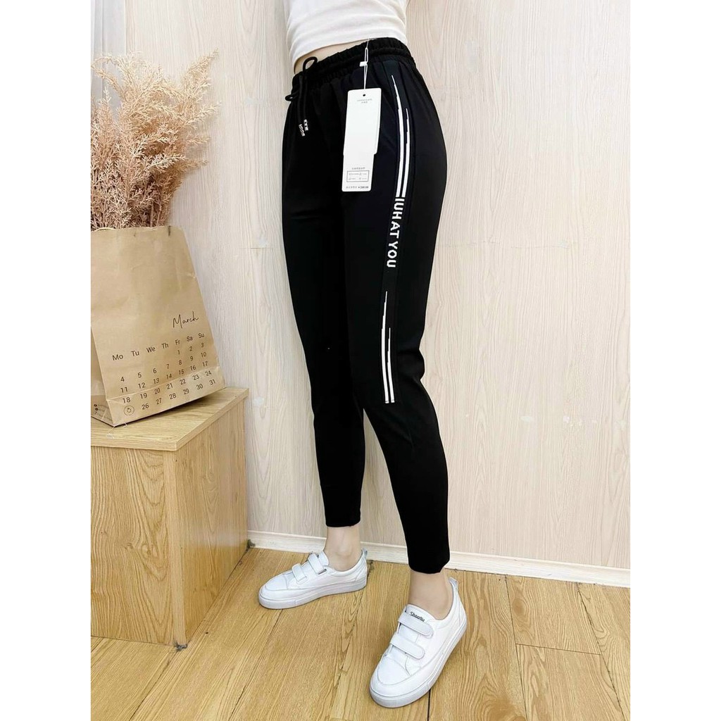 Quần Jogger Nữ Phối Sọc 2 Bên Chất Umi Hàn Đẹp Co Giãn 4 Chiều Không Cắn Chỉ | BigBuy360 - bigbuy360.vn