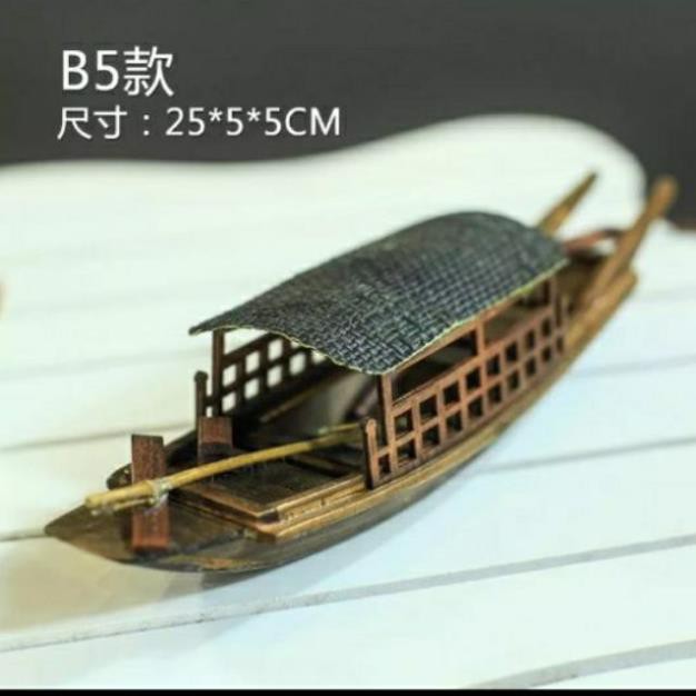 mô hình thuyền gỗ nổi trang trí bể cá, bể thủy sinh