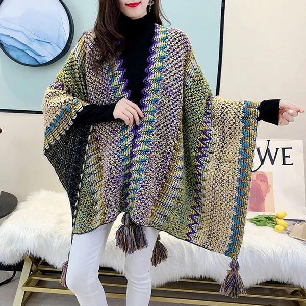 Áo Choàng Cardigan Dệt Kim Dày Phong Cách Dân Tộc Mới 2022