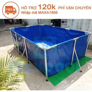 Bể bơi lắp ghép, hồ bơi cho bé, bể bơi khung kim loại KT 2.5x1.5x0.8m - BH 36 Tháng - Thương hiệu MAXPOOL
