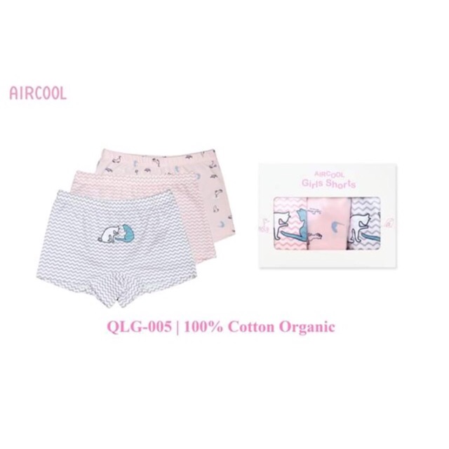 Aircool - set 3 quần chip đùi bé gái organic cotton