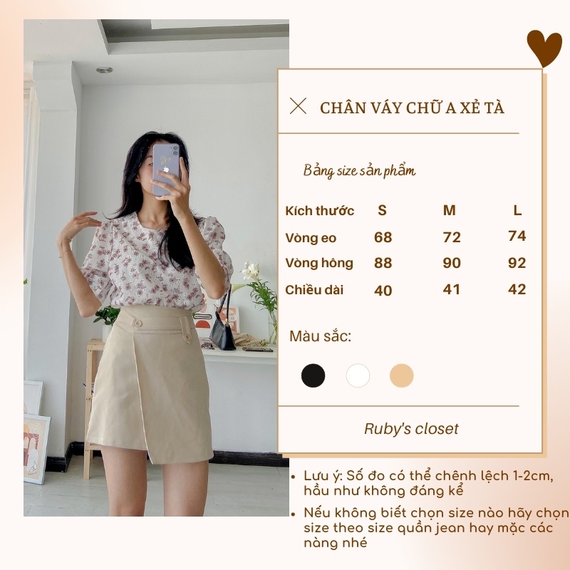 Chân váy ngắn chữ A xẻ tà, Chân váy lưng cao công sở đẹp