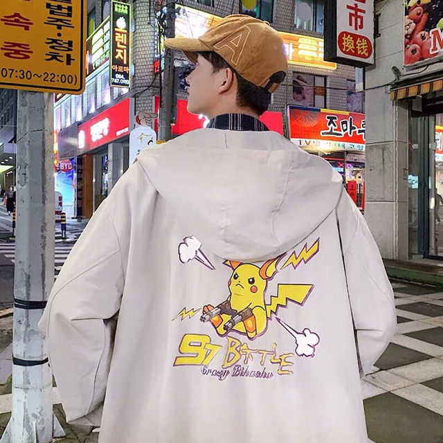 Áo khoác dù nam nữ in pikachu
