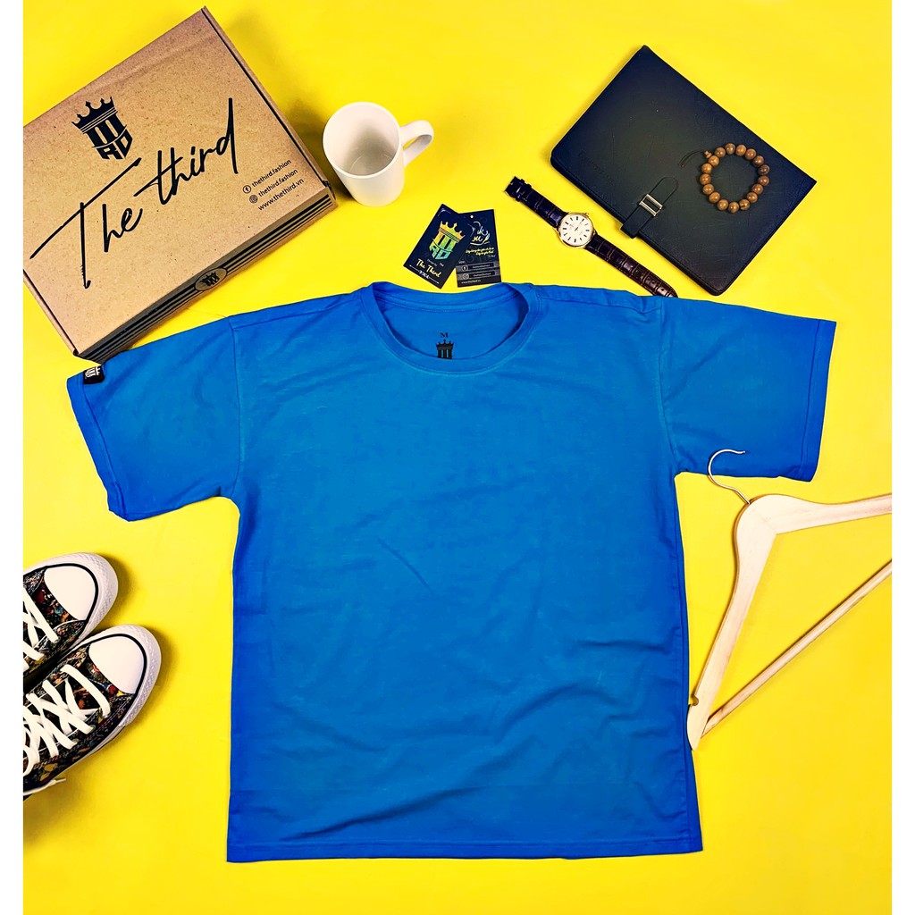 Áo thun tay lỡ The Third dáng Unisex form rộng màu xanh lam phong cách Ulzzang T03