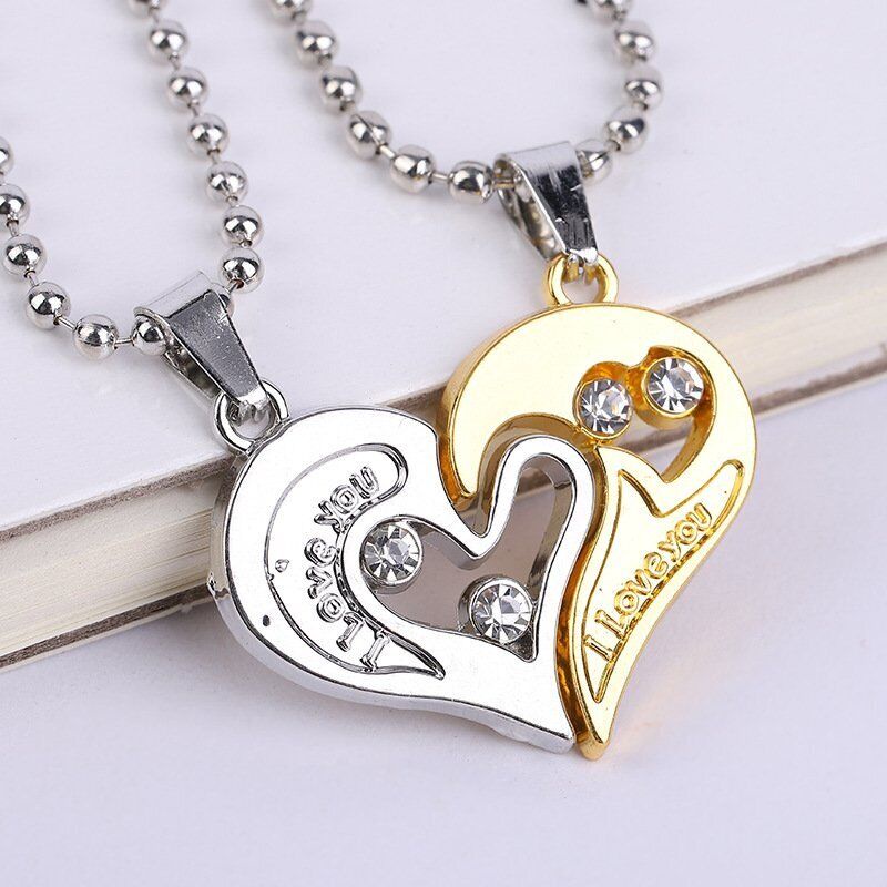 Set 2 Vòng cổ HìNh TráI Tim KhắC Chữ ThờI Trang Cho CặP Đôi