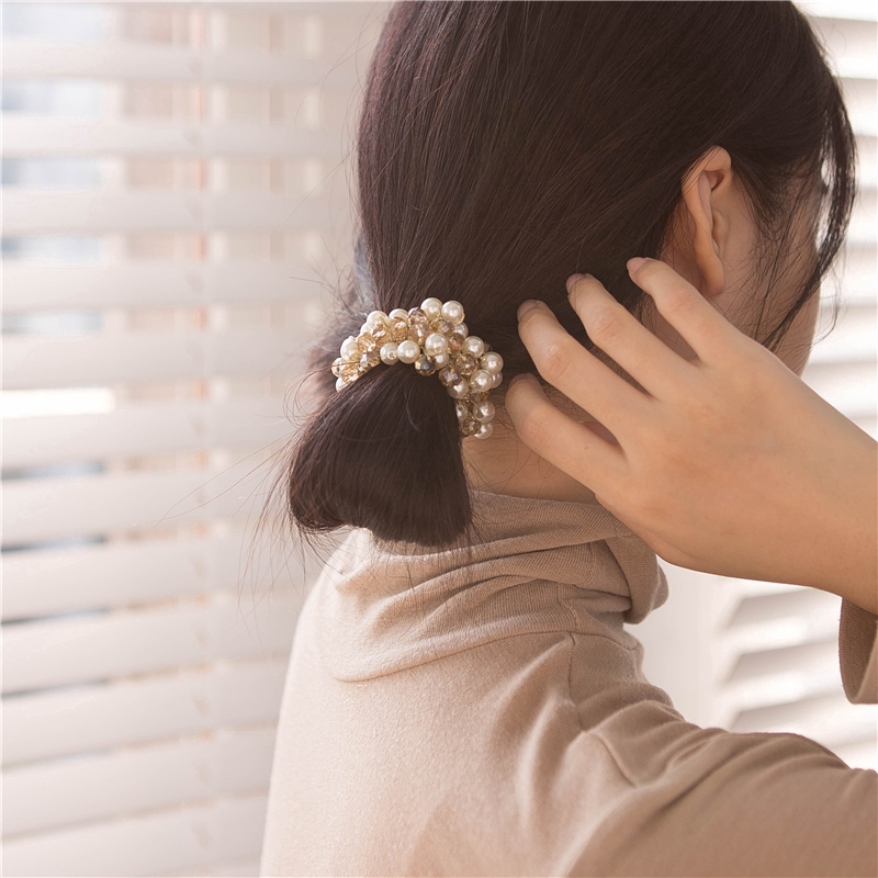 Dây buộc tóc gắn ngọc trai thời trang vintage