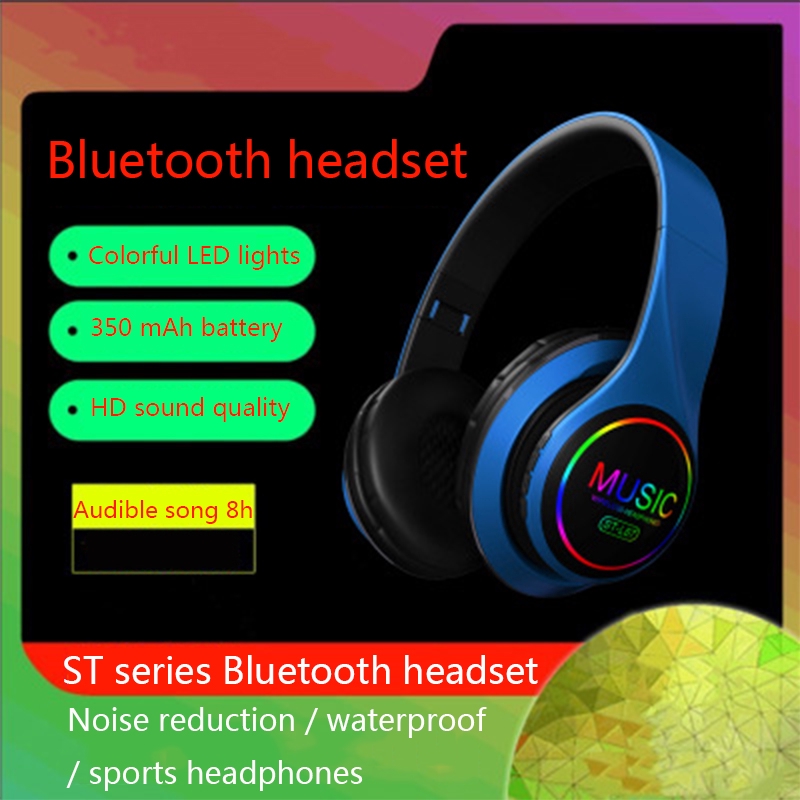 Tai Nghe Không Dây Pulierde L67 Bluetooth 5.0 Đọc Thẻ Tích Hợp Radio Có Đèn LED Nhiều Màu Giảm Tiếng Ồn Có Thể Gập Lại