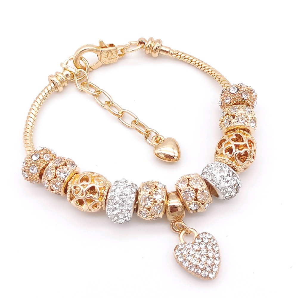 Vòng Tay Chuỗi Hạt Bằng Hợp Kim Đồng Đính Đá Zircon Cỡ Lớn Thời Trang Cho Nữ