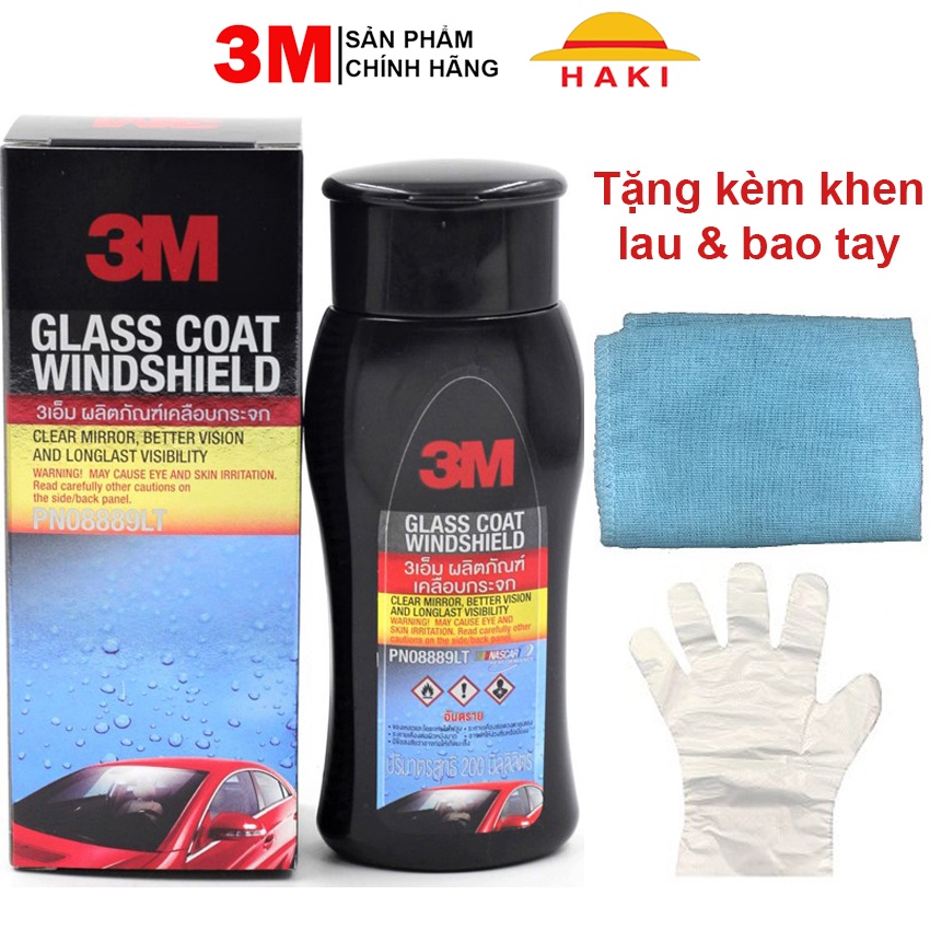 Combo dung dịch chống bám nước kính lái, gương hậu 3M, chai vệ sinh kính ô tô 3M và nước rửa kính ô tô đậm đặc Wurth