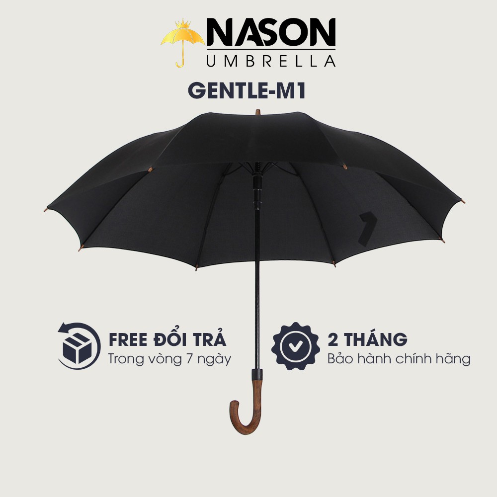 Ô thẳng cao cấp lịch lãm Nason Umbrella Gentle-M1 tay cầm gỗ hình móc câu sang trọng Vải siêu chống thấm vượt trội