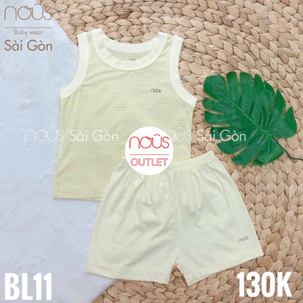 [Mã FAGREEN245 giảm tới 30K đơn 99K] Bộ Ba lỗ Nous Petit kẻ vàng nhạt (Size từ 6 tháng đến 18 tháng)