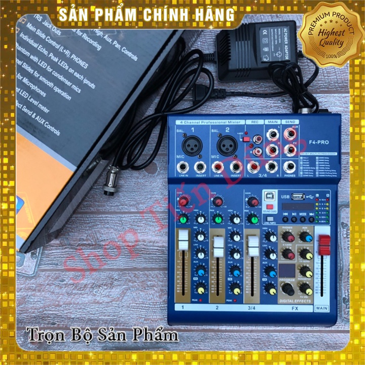 BỘ CHỘN ÂM THANH MIXER F4 PRO CÓ BLUETOOTH