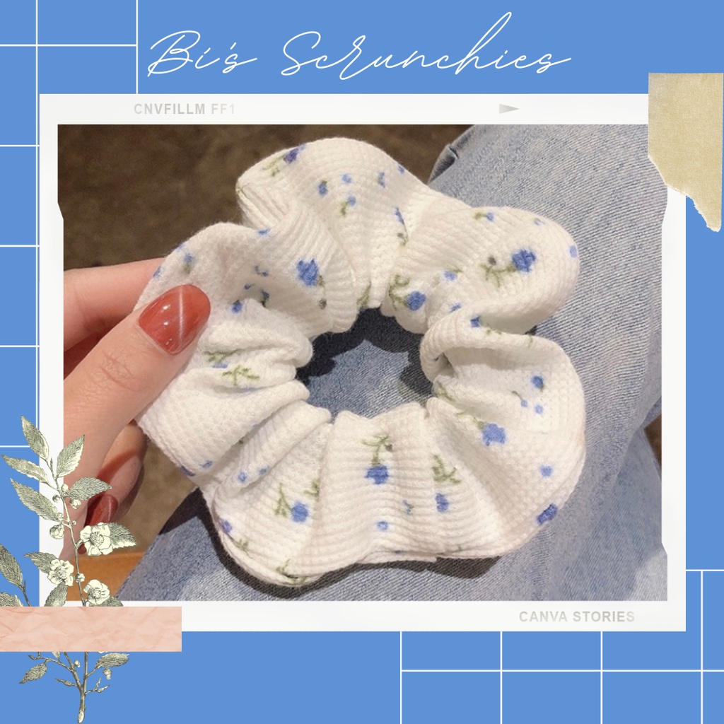 [Handmade] Scrunchies dây buộc tóc mẫu hoa nhỏ dễ thương dành cho bạn nữ